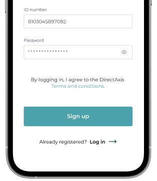 Mobile app: list of added accounts, balances, and instalments